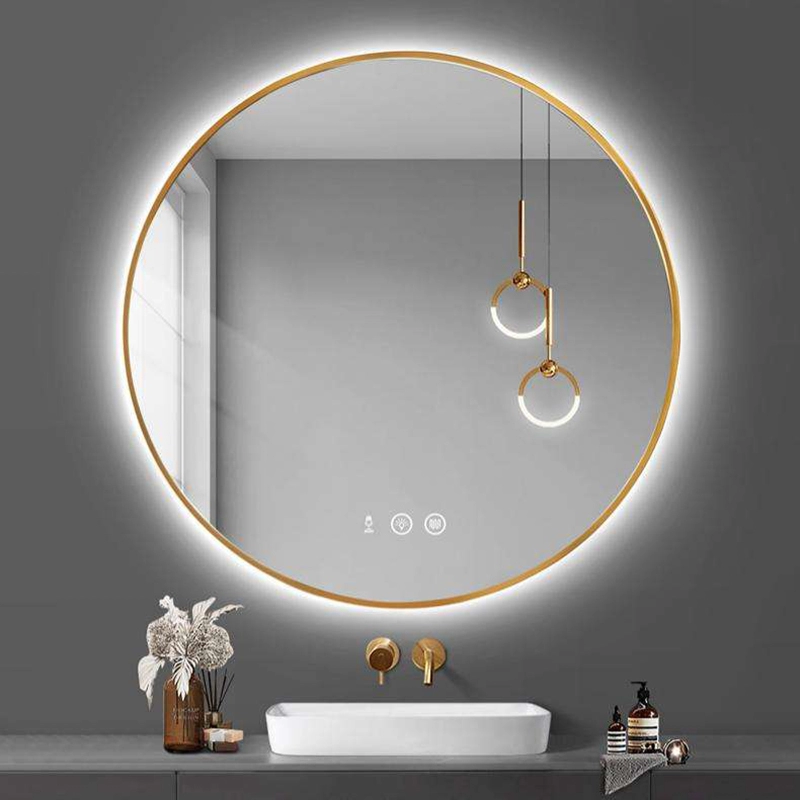 Round Mirror with Aluminum Frame & LED backlit Lights RM-07