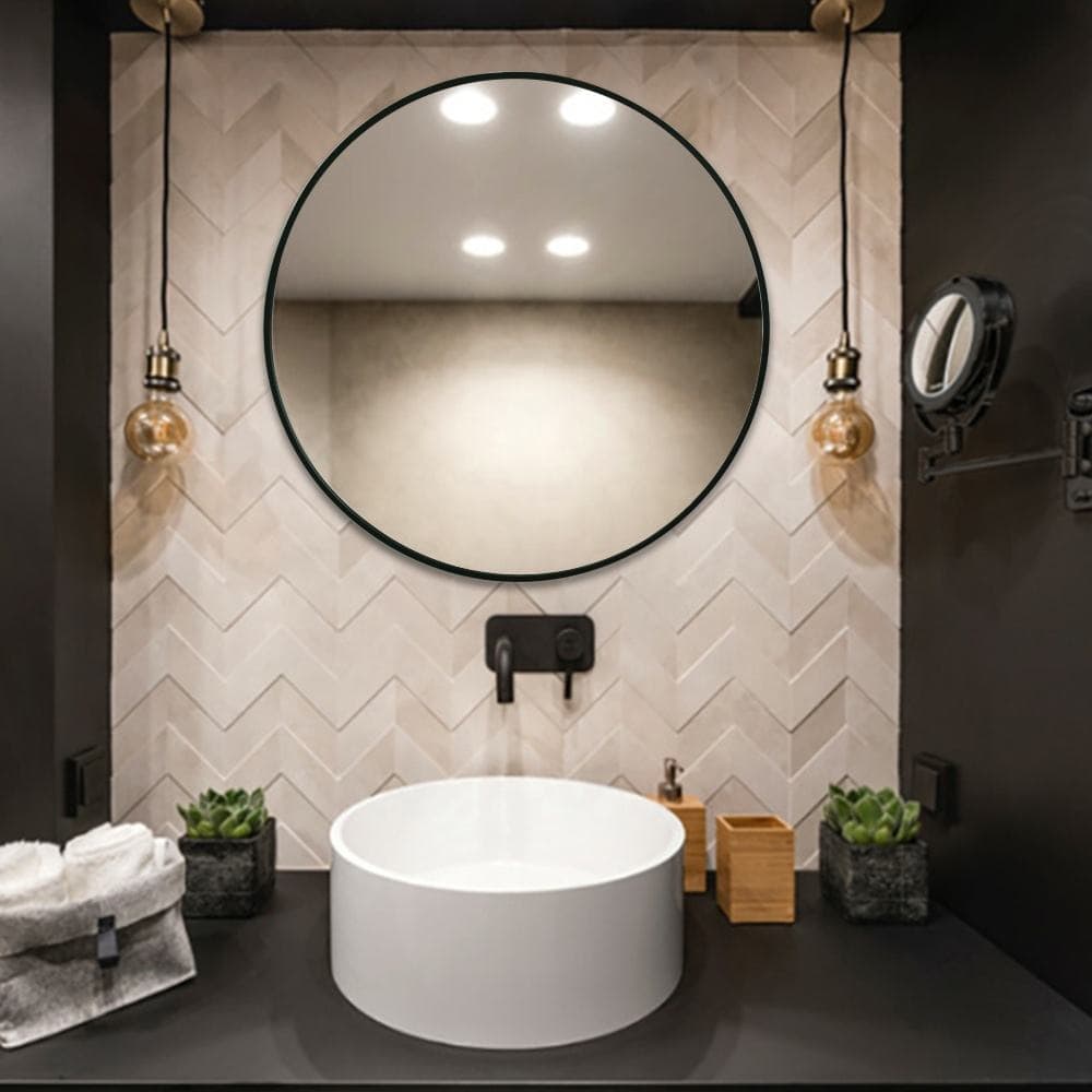 Round Mirror with Aluminum Frame & LED backlit Lights RM-07 - Image 3
